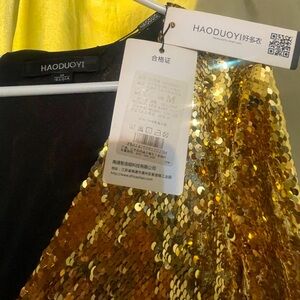 HAODUOYI Gold sequin romper size M
